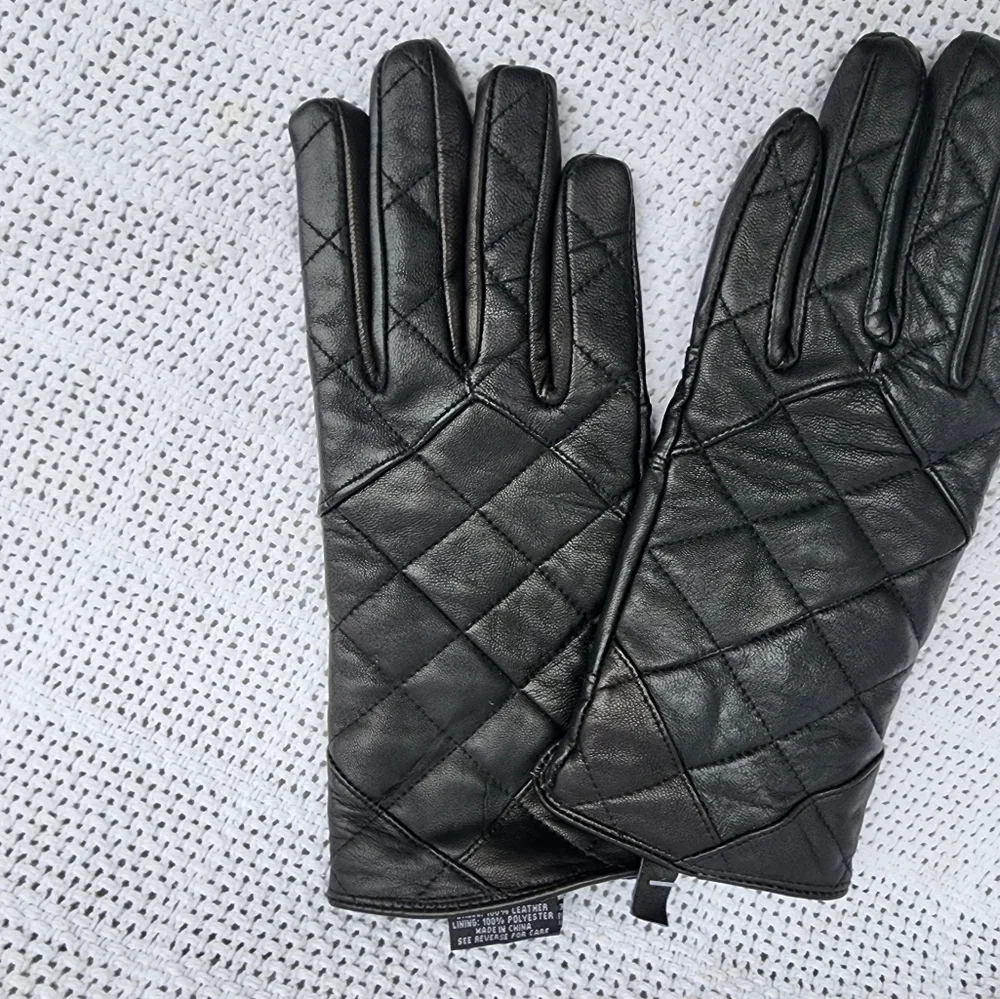 Vintage Newstock Black patchwork‎ gloves NWOT M